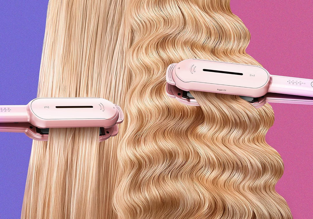 GRUNDIG HS 8331 BotanikaTwist 2in1 Hair Styler, rotierende Platten für Glätten und Stylen, schnelle