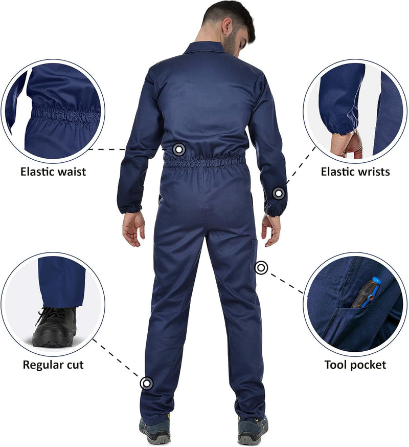 BWOLF ANAX Arbeitsoverall Herren Overall Herren Arbeitskleidung 100% Baumwolle Arbeitsoveralls mit 5