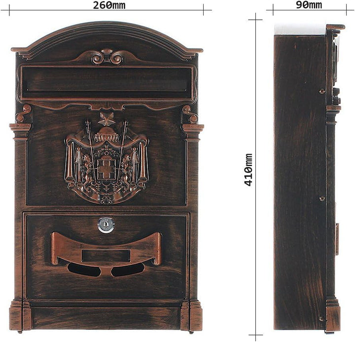 Rottner Briefkasten Ashford antique aus pulverbeschichtetem Aluminium mit Einwurfschlitz, britisches