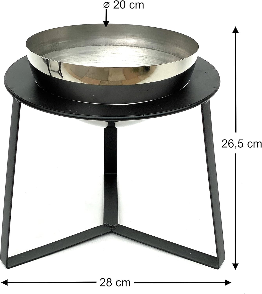 DanDiBo Blumenhocker Metall mit Topf Schwarz Silber 27 cm Blumenständer 96091 M Blumensäule Modern P