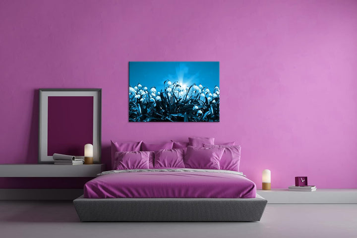 deyoli zauberhafte Schneeglöckchen Format: 80x60 Effekt: Monocrome Blau als Leinwand, Motiv fertig g