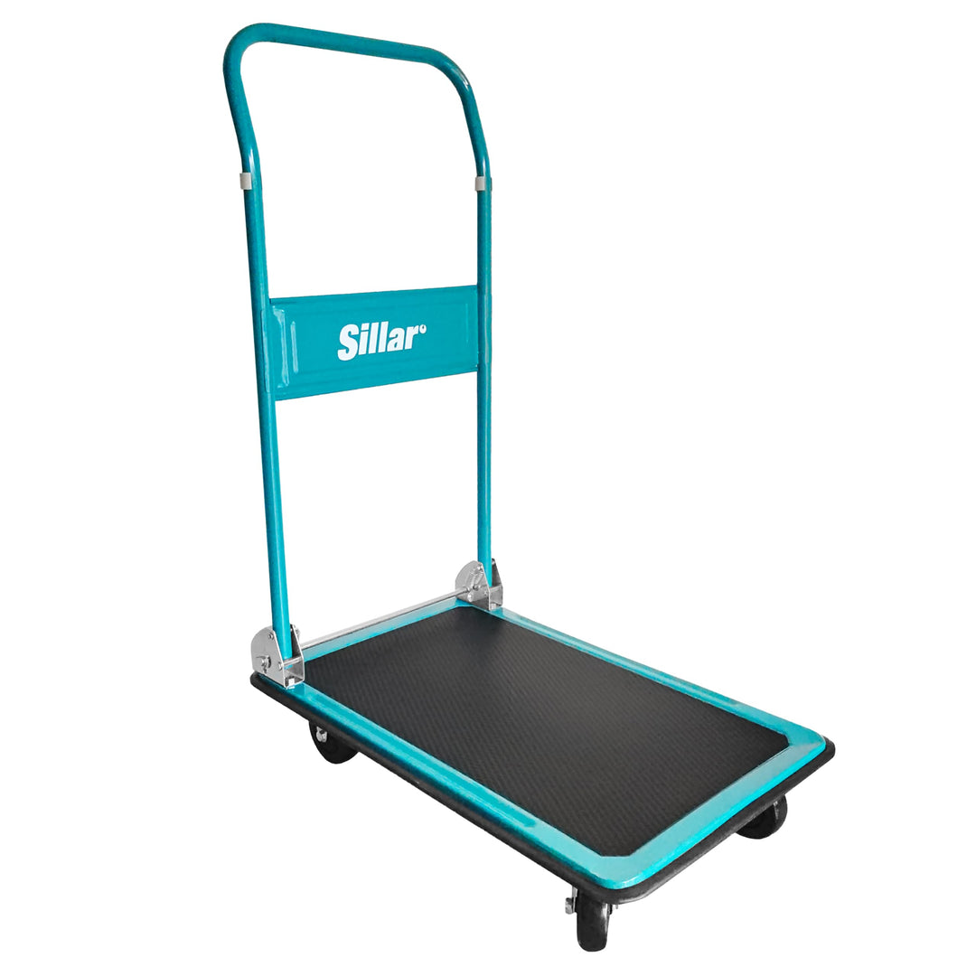 Sillar Plattformwagen, Klappbarer Transportwagen, Tragkraft bis 150 kg, Griff um 20 cm erhöht, PVC-B