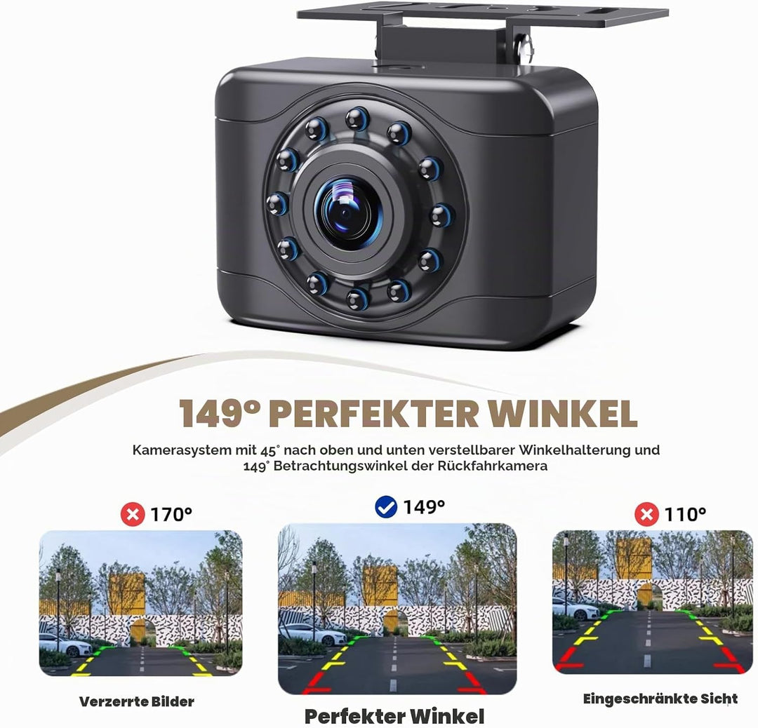 X1 Rückfahrkamera für Auto mit Weitwinkel Vorderseite/Rückansicht Kamera Nachtsicht IP68K wasserdich