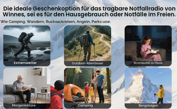 Tragbares Notfallradio 20000 mAh, SOS-Alarm, FM/AM-Radio mit Leselampe, Kompass, Kurbelgenerator und