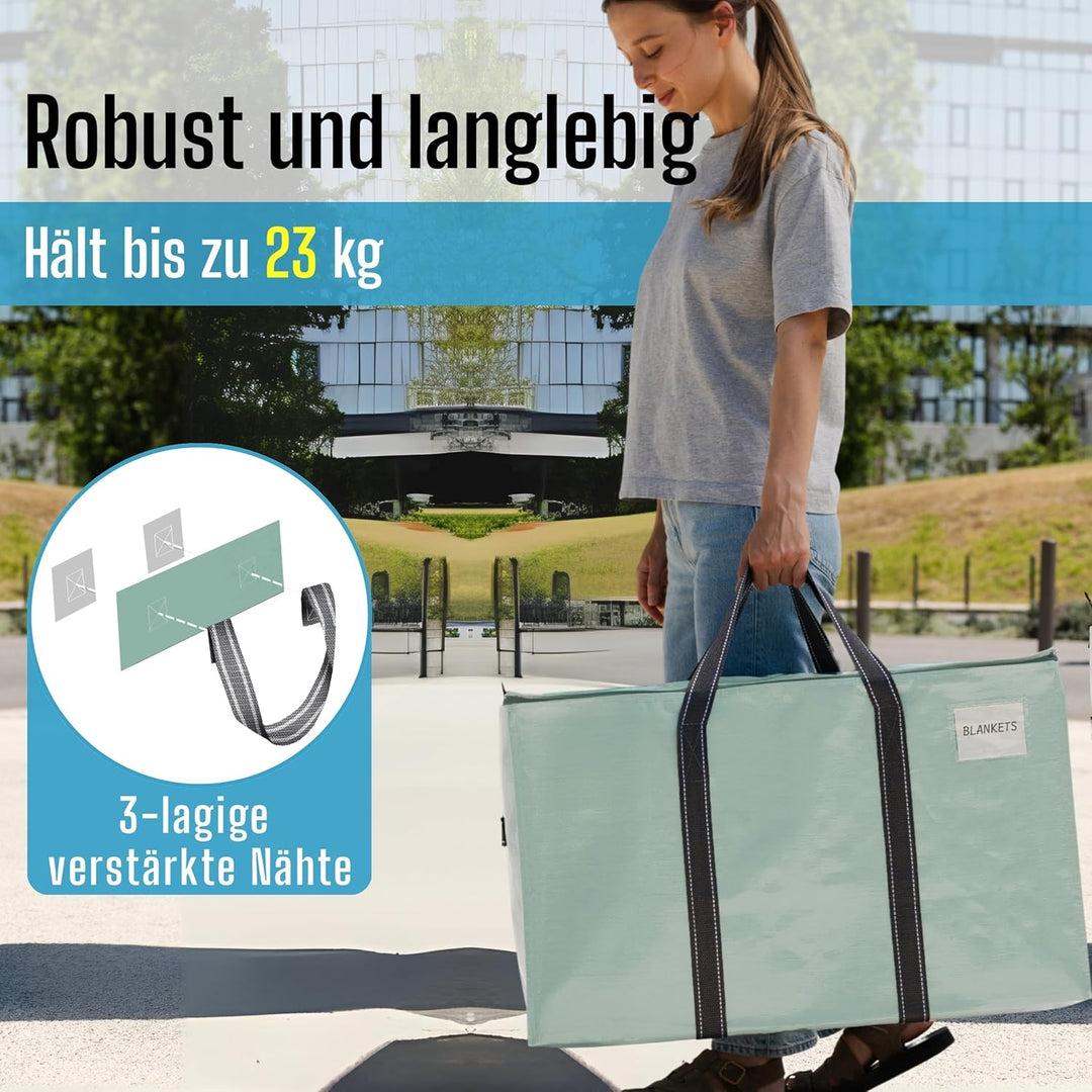 VENO 102 Liter Grosse Aufbewahrungstasche, Aufbewahrungsbox mit Deckel, Starke Griffe Umzugstaschen