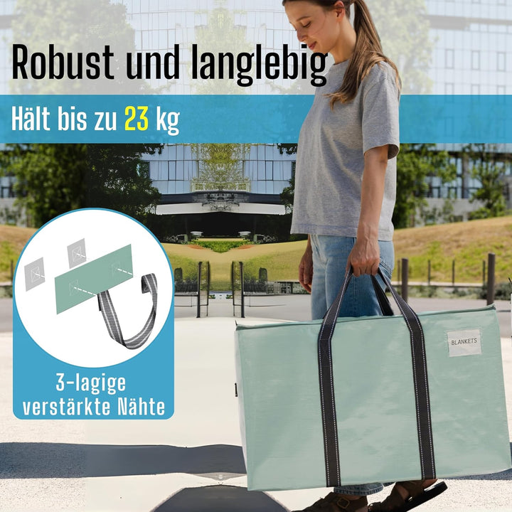 VENO 102 Liter Grosse Aufbewahrungstasche, Aufbewahrungsbox mit Deckel, Starke Griffe Umzugstaschen