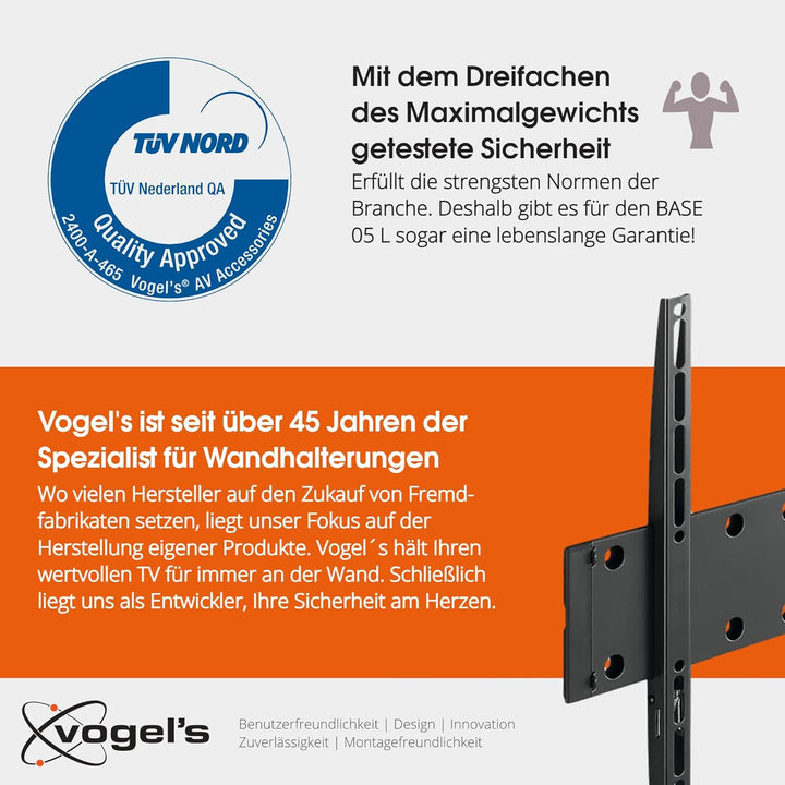 Vogel's BASE 05L flache TV Wandhalterung für 40-80 Zoll (102-203 cm) Fernseher, Flach, Max. 70 kg, H