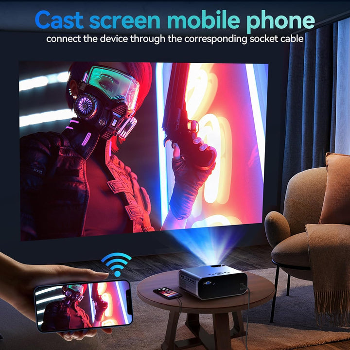 SUREWHEEL Beamer, 12000 Lumen 5G WiFi Bluetooth Beamer, E60 Full HD 1080P Heimkino Projektor kompati