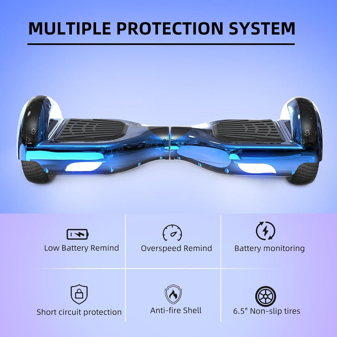 VOUUK Hoberboard 6,5-Zoll-Hoverboard mit zwei Rädern, Mit Bluetooth-Lautsprecher, Mit LED-Lichtern G