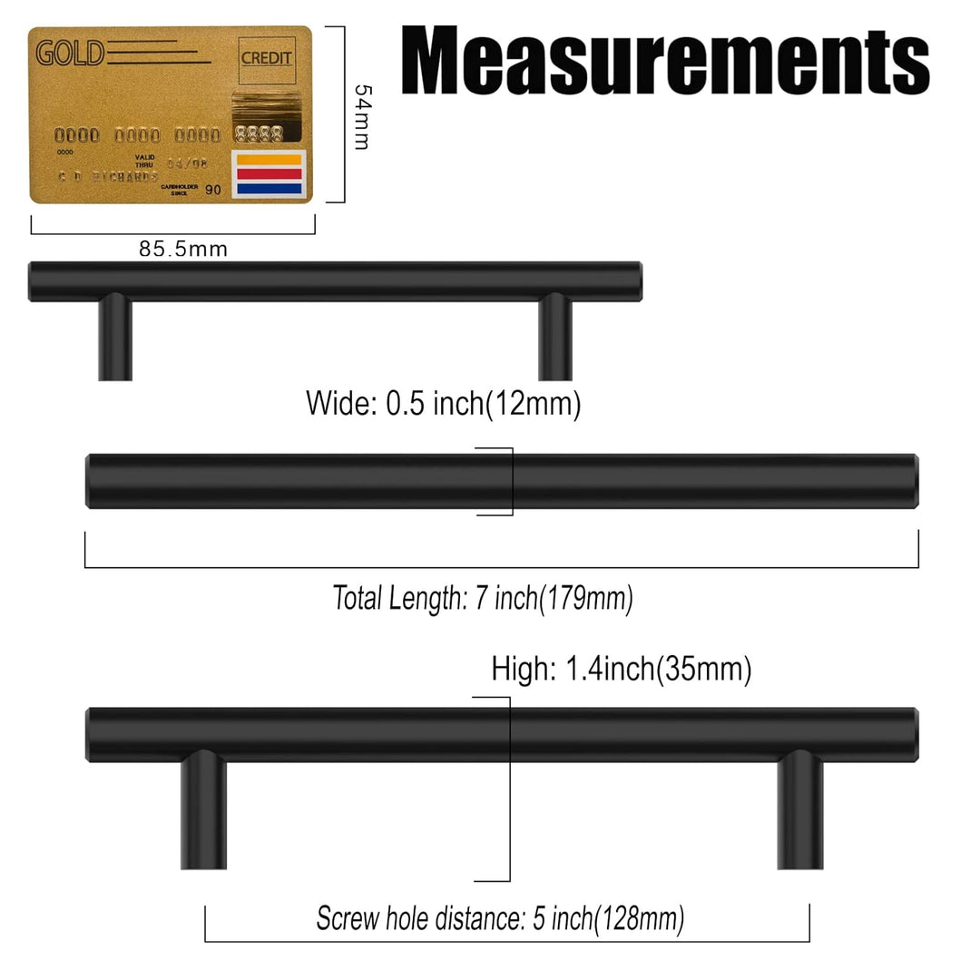 Amerdeco 12 Stück Möbelgriffe Edelstahl Schwarz Schrankgriffe Küchengriffe 128mm Lochabstand Schubla