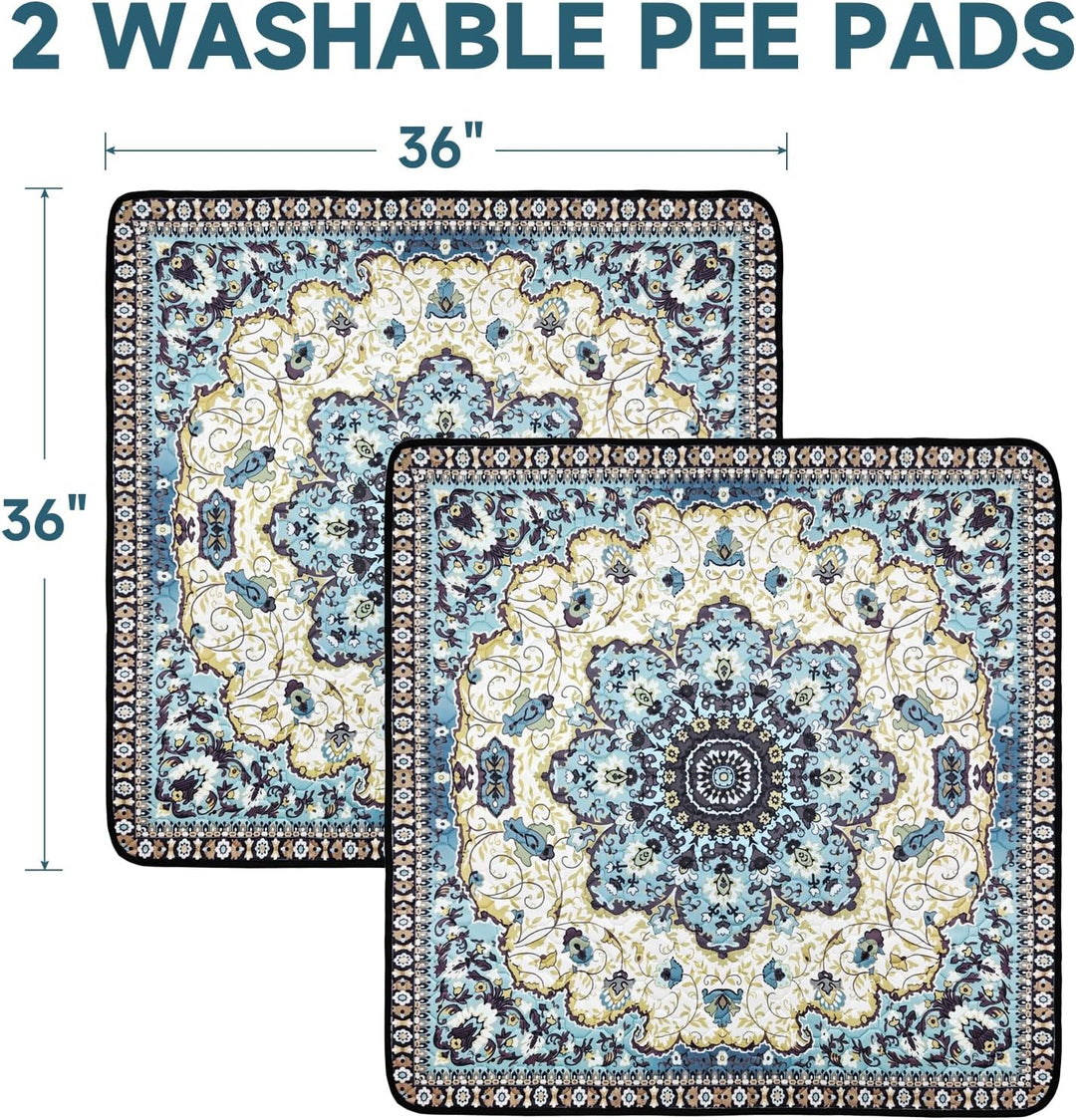 Washable Pee Pads for Dogs, 2 Super Absorbent Reusable Puppy Training Pads 92×92cm Quick Dry,Waterpr