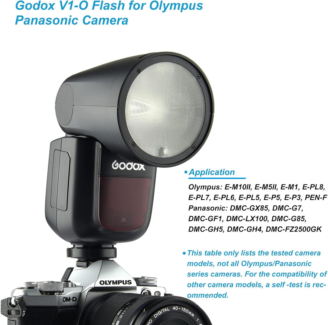 Godox V1O Professional Blitzgerät Speedlite Kompatibel mit Olympus/Panasonic Kameras, Runder Kopf Ka