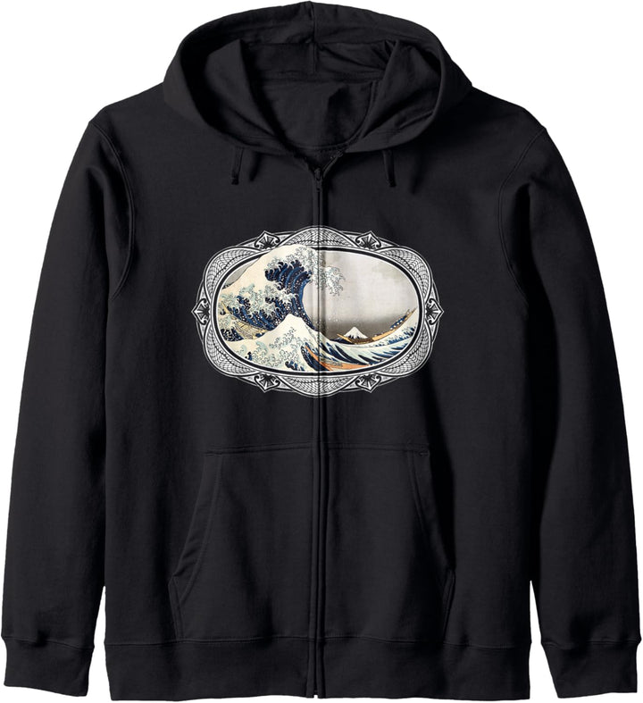 Grosse Hokusai-Welle vor Kanagawa Japanische Vintage-Kunst Kapuzenjacke