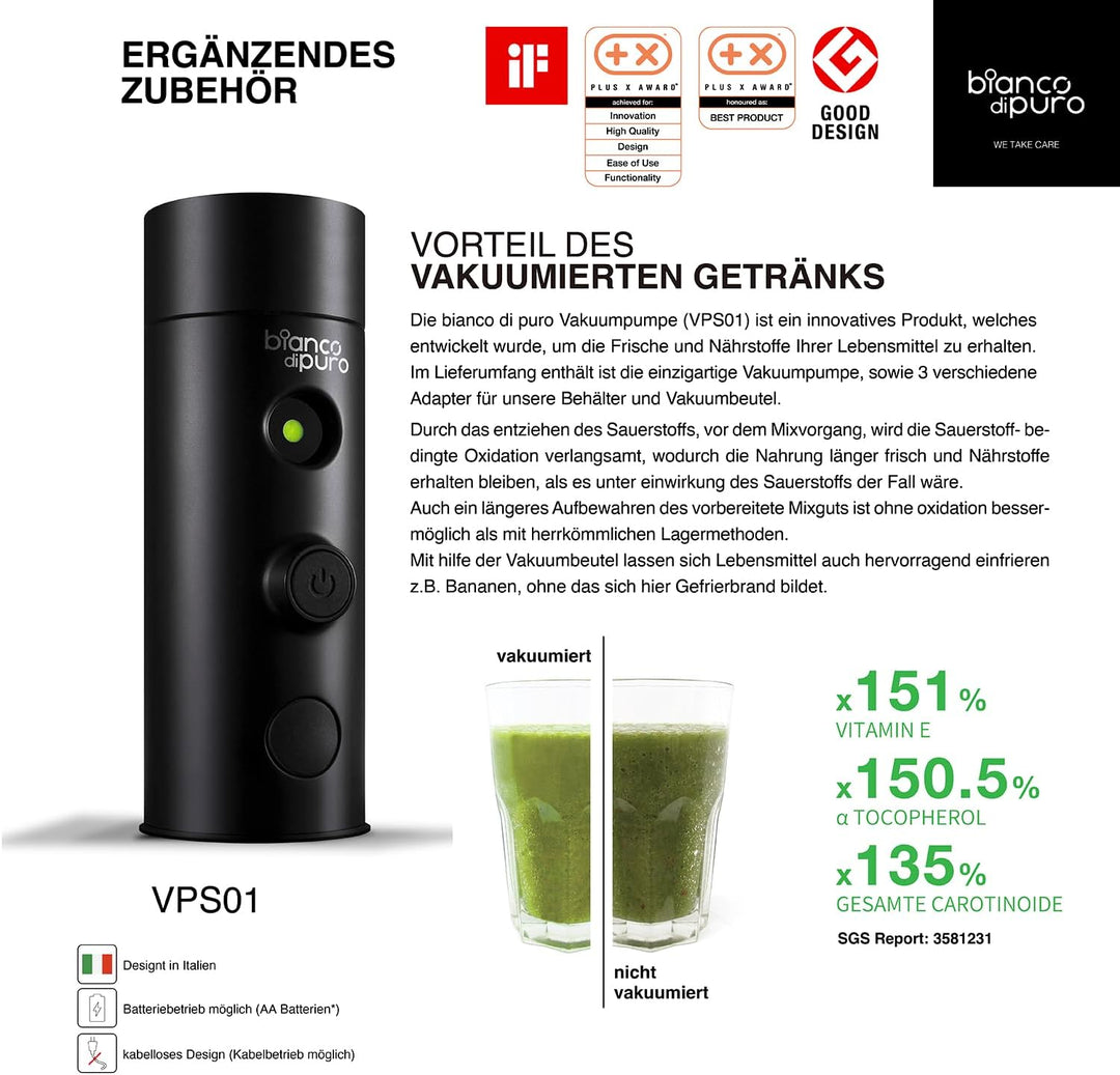 Hochleistungsmixer VOLTO | N Smoothie Maker 8 Mixprogramme 1,5 Liter Füllvolumen BPA-frei - Bianco d