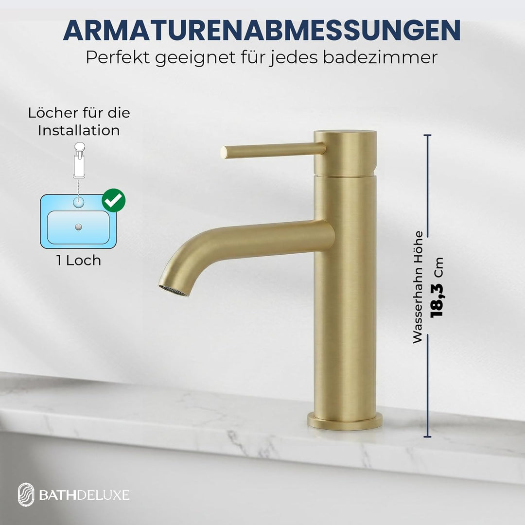 Søvang Wasserhahn Bad – Waschtischarmatur 18,3 cm, Waschbeckenarmatur Messing Matt, Anti-Fingerprint