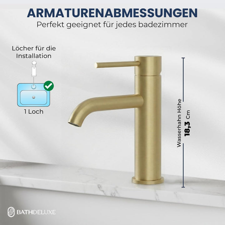 Søvang Wasserhahn Bad – Waschtischarmatur 18,3 cm, Waschbeckenarmatur Messing Matt, Anti-Fingerprint
