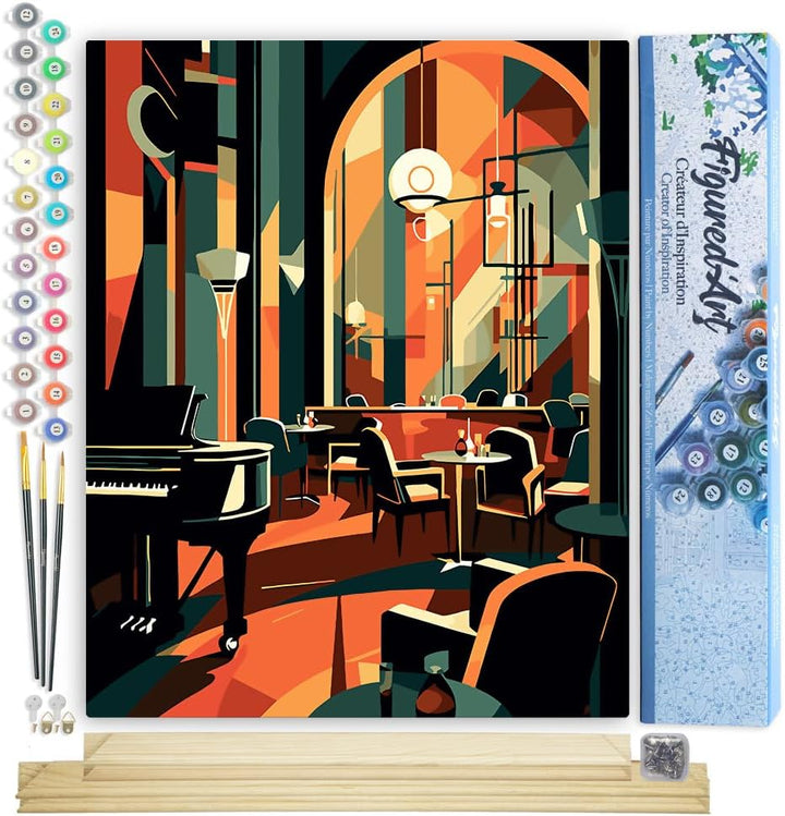 Figured'Art Malen Nach Zahlen Erwachsene Mit Rahmen Art-Deco-Club - Paint by Numbers Basteln DIY Bas