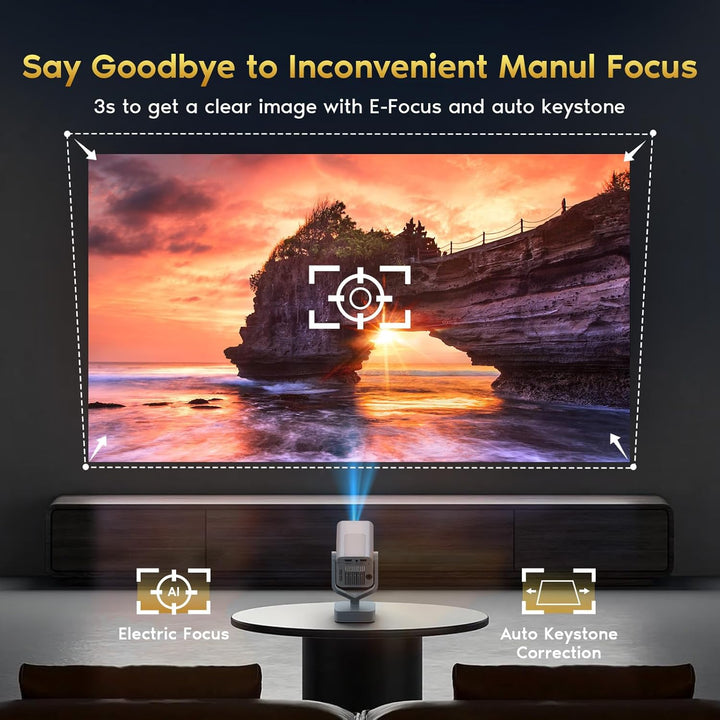 Smart Mini Beamer Android 11, Unterstützt 4K 1080P, Beamer Klein Projektor Tragbarer mit WiFi 6 und