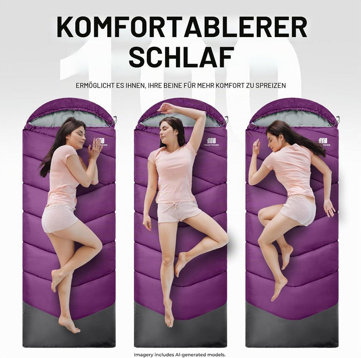 Schlafsack für Erwachsene bei Kälte, Tragbar, Wasserdicht, Leichtgewichtiger Schlafsack für Grosse P