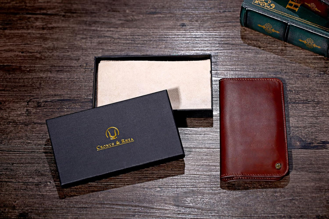 Cronus &amp; Rhea - Smartphone Geldbörse aus Leder - Modell: Cerberus - Mit Geschenkbox - Geldbeutel Hül