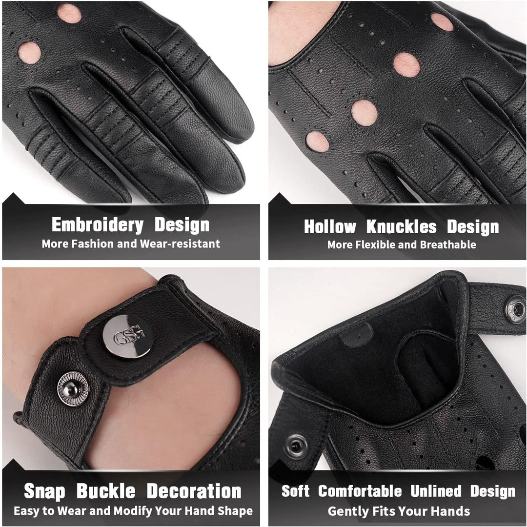 GSG Herren Fahrhandschuhe aus echtem Leder Ungefütterte Touchscreen-Handschuhe aus Schaffell Lederha
