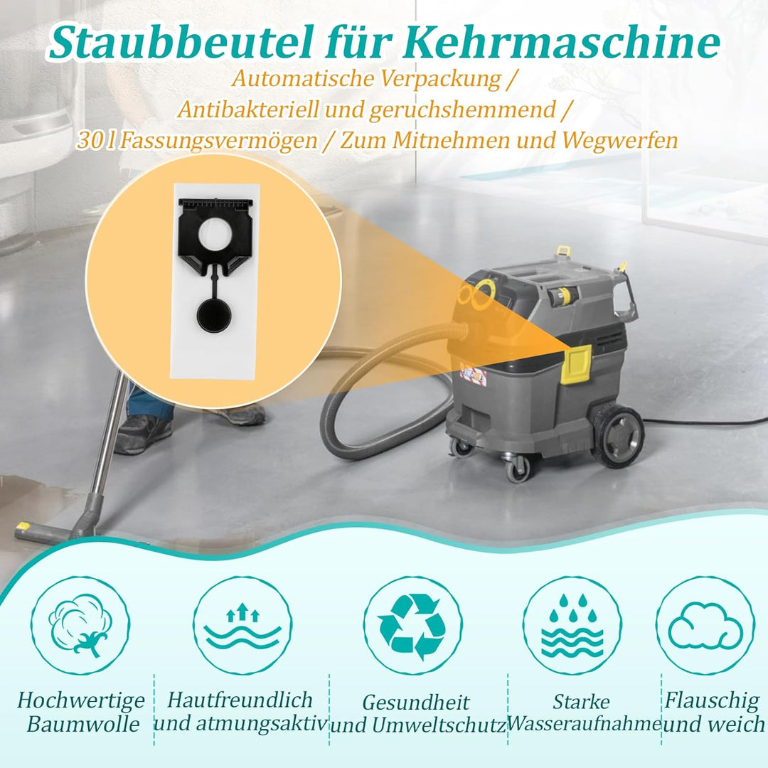 10 Stück für Kärcher NT 30/1 Staubbeutel für Kärcher NT 40/1/NT 50/1 Staubbeutel Ersatz Nass Trocken