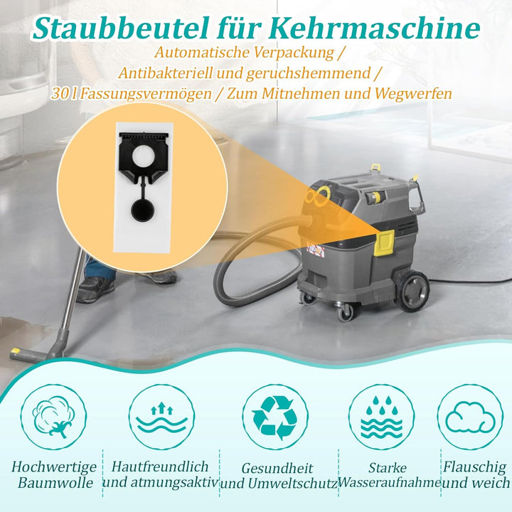 10 Stück für Kärcher NT 30/1 Staubbeutel für Kärcher NT 40/1/NT 50/1 Staubbeutel Ersatz Nass Trocken