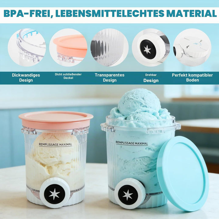 4 Stück Ersatz für Ninja Creami Swirl Behälter NC701EU 480ML, BPA-frei &amp; Spülmaschinenfest, Ersatzbe