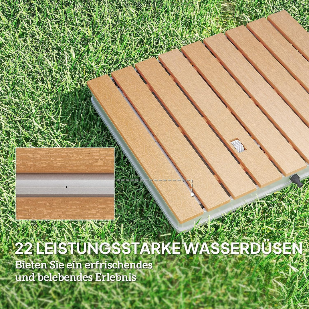 Outsunny Bodendusche Gartendusche mit einstellbar Fussrad Aluminium Aussendusche bis 4 m Fontänenhöh
