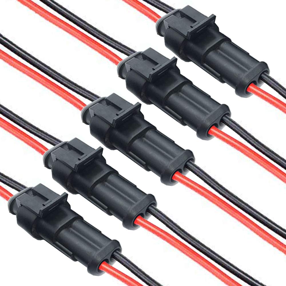 DONJON 2-Polig Kabel Stecker, Elektrischer Anschluss Wasserdicht mit 16AWG-Kabel für KFZ LKW Auto Ka
