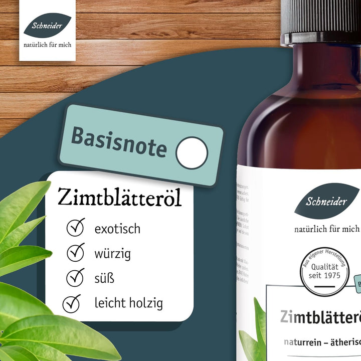 Saunabedarf Schneider Zimtblätteröl – ätherische Ölmischung naturrein – 100 ml Inhalt – wohltuender