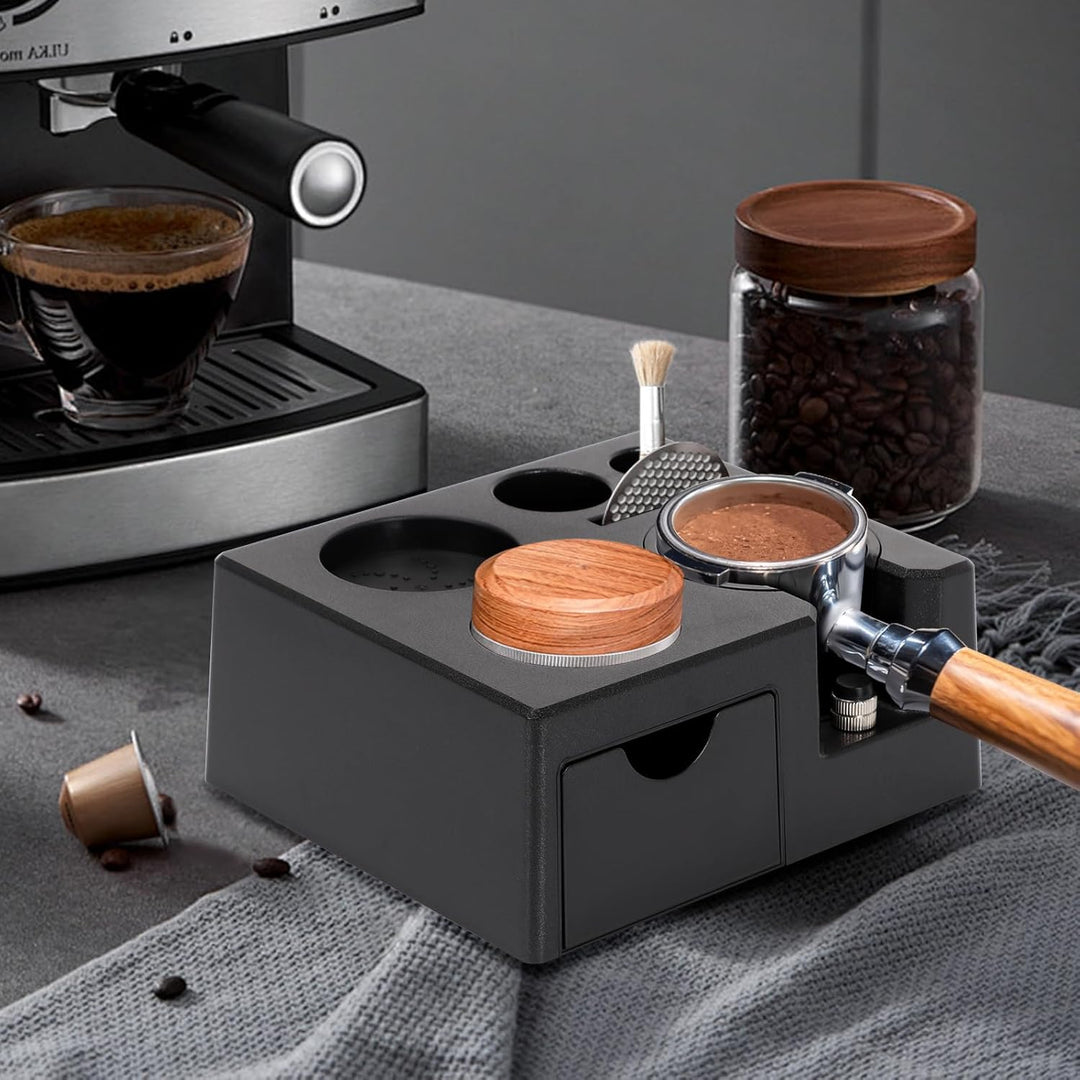 Tamper Station für Barista (51-58mm), Tamperstation aus ABS Kaffeefilter Tamper Halter mit Rutschfes