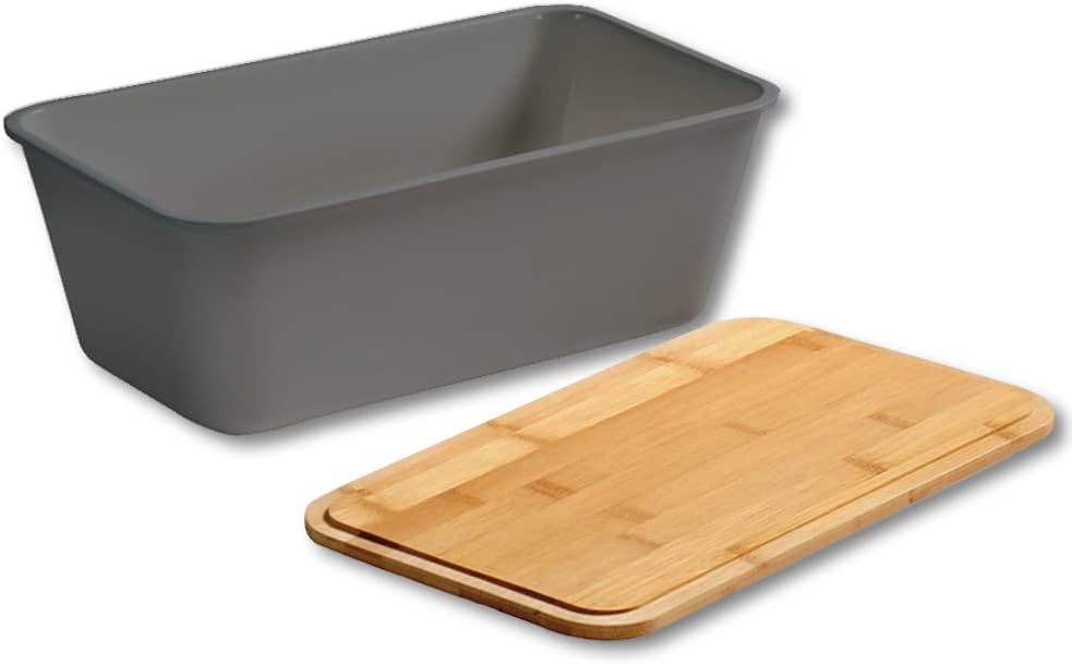 Kesper | Brotbox, Material: Kunststoff, Bambus, Masse: B: 35 x H: 14 x T: 20 cm, Farbe: Grau, Braun