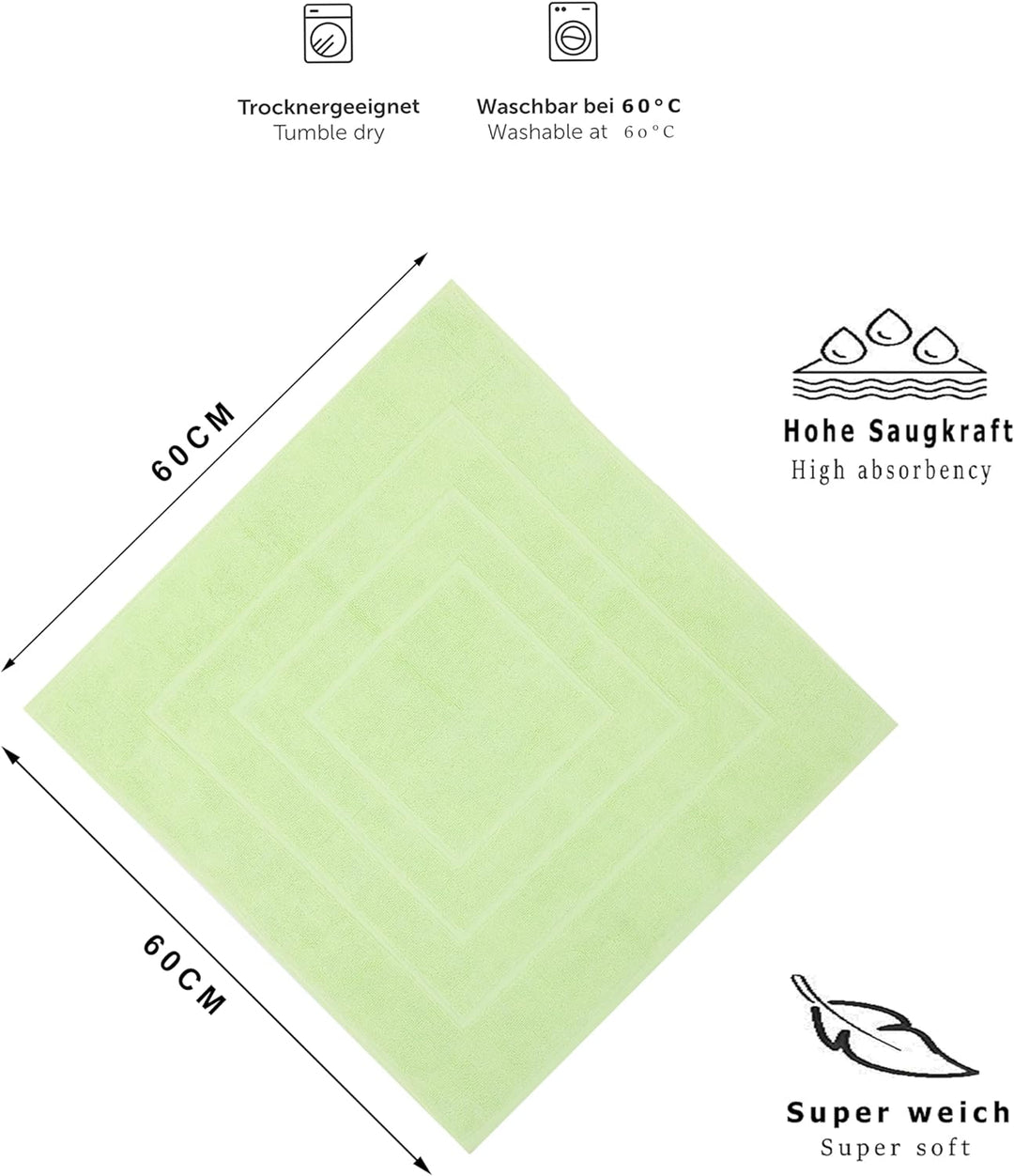 Betz 10 Stück Badvorleger Palermo 100% Baumwolle Badematte Badteppich Duschvorlage Grösse 60x60 cm Q