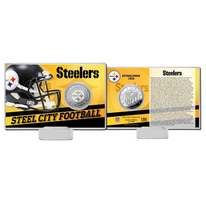 Highland Mint Pittsburgh Steelers Team History Silver Coin Card