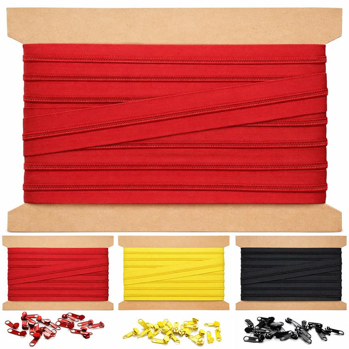 10m Endlosreissverschluss 5mm mit 20 zipper reissverschluss endlos Rot 10m + 20 Zipper Rot, 10m + 20