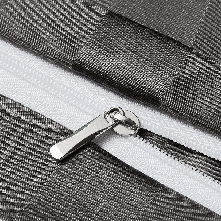 Damier Satin Bettwäsche 155x220cm Grau glänzend gestreift Bettwäsche Set hochwertiges Seidig glatt L