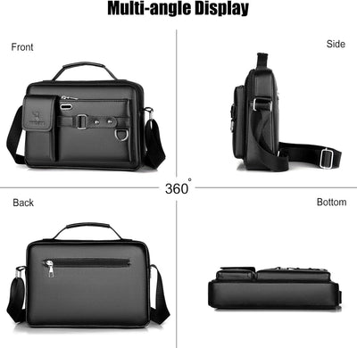 FANDARE Retro Laptop Handtasche Herren Business Aktentasche PU Leder Arbeitstasche Umhängetasche Hen