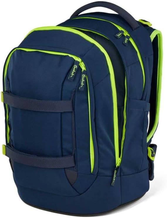 Satch pack Schulrucksack Set 2tlg. inkl. Schlamperbox (Toxic Yellow), Toxic Yellow
