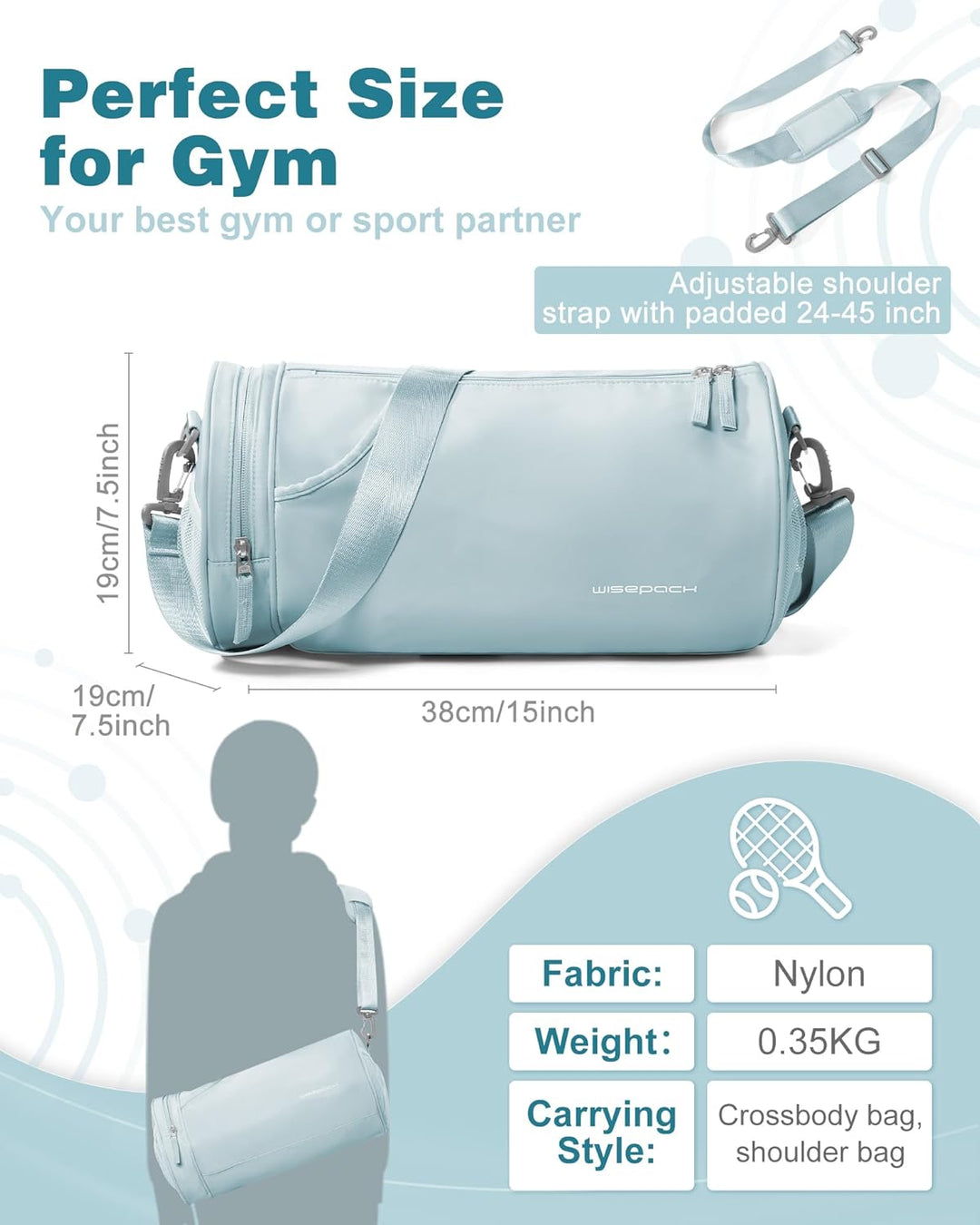 SZSYCN Sporttasche Damen Klein, Sport Duffel Bag mit nassfach & schuhfach, Leichte wasserdichte Trai