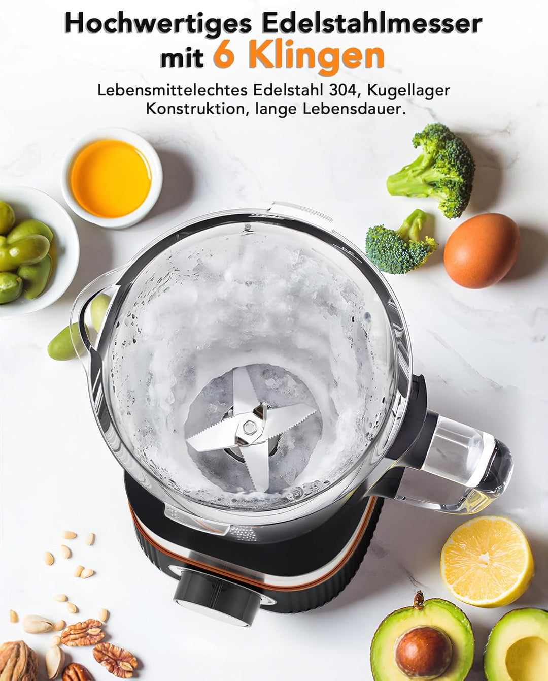 1000W Standmixer, Mixer, Glas 2-1 Mixer Smoothie Maker mit 1,5L Glaskrug und 600ml Reisebecher, Stuf
