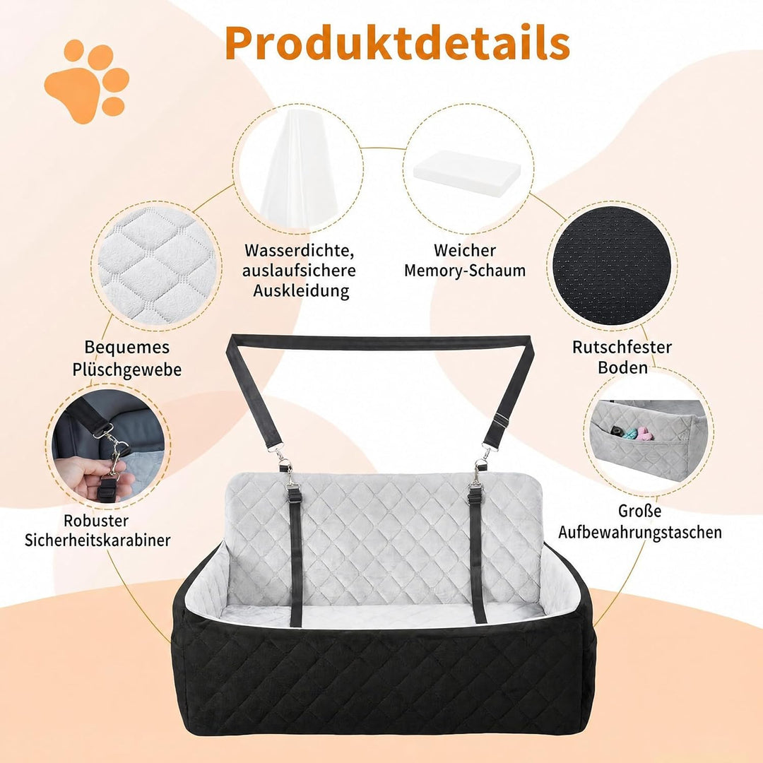 Garvee Hundeautositz 80x50x40cm Plüsch Hundebett Auto Rückbank Waschbar | Wolkenweicher Plüsch Pfleg