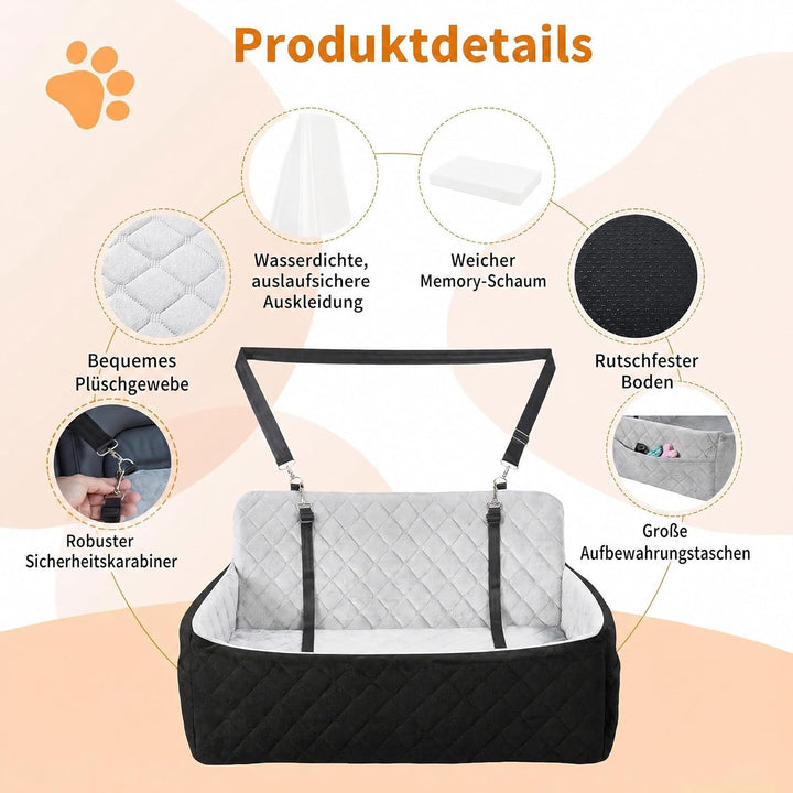 Garvee Hundeautositz 80x50x40cm Plüsch Hundebett Auto Rückbank Waschbar | Wolkenweicher Plüsch Pfleg
