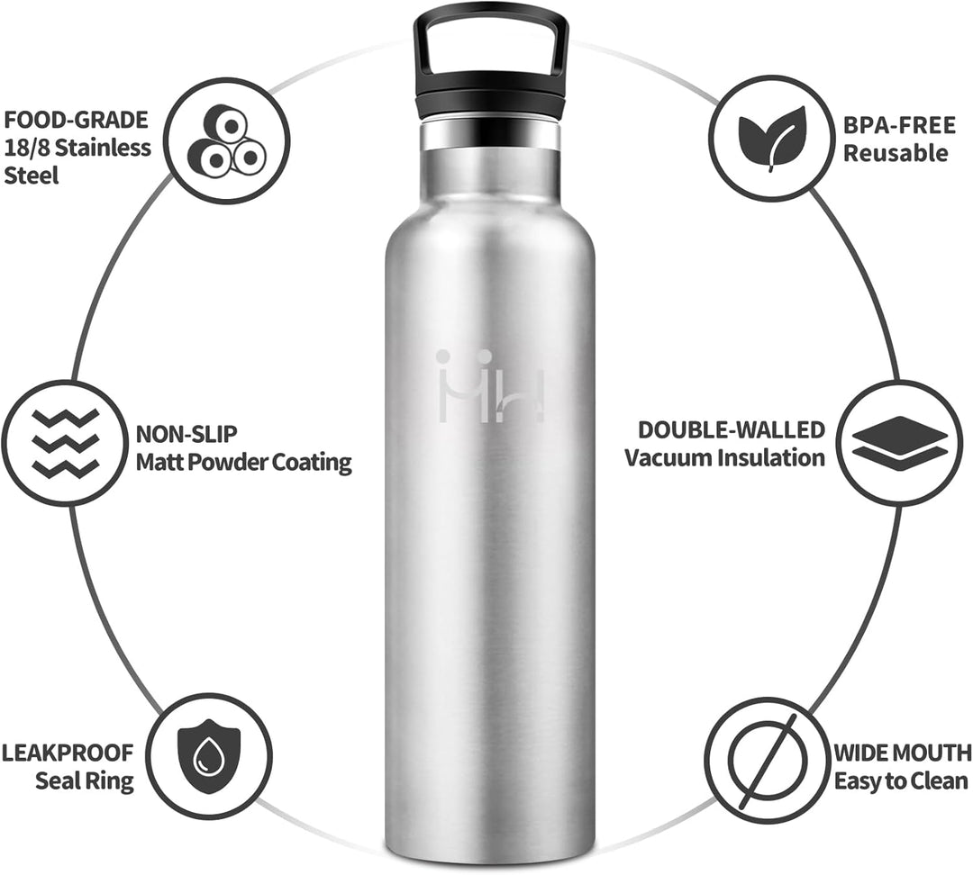 HoneyHolly Trinkflasche 750ML, BPA-Frei, Trinkflasche Edelstahl, Auslaufsichere Isolierflasche Doppe