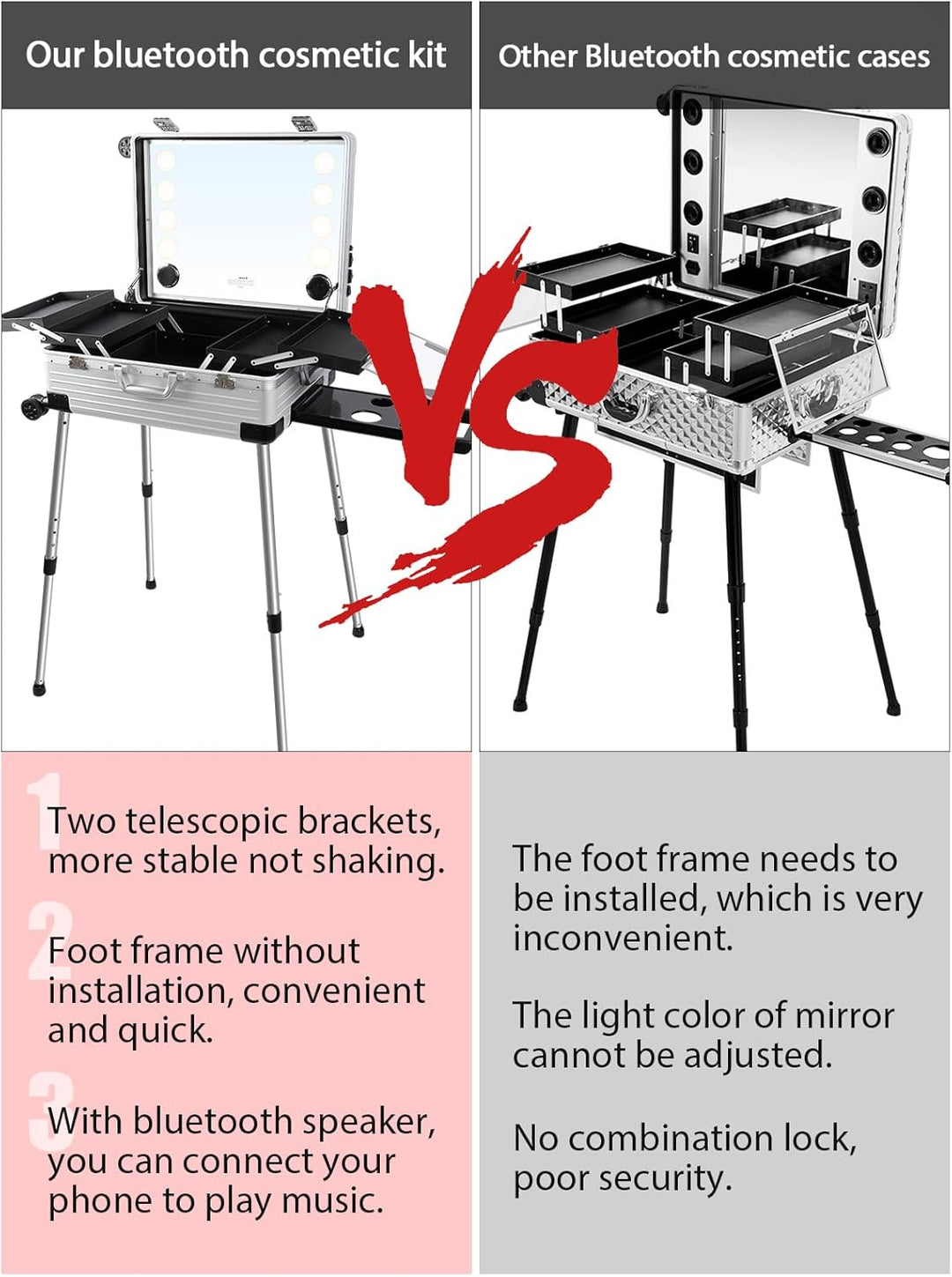 EBANKU Kosmetikkoffer Trolley Schminkkoffer, 24in PC Rolling Makeup Train Case Professionelle Künstl