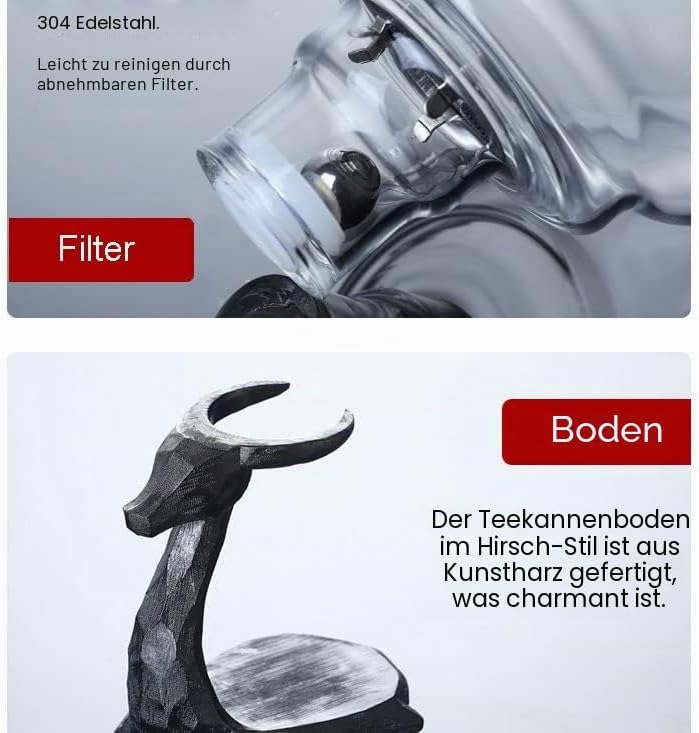 zalati Teekannen-Set mit magnetischer Unterseite und Schnittstelle, Glas-Teeservice für Zuhause, Küc