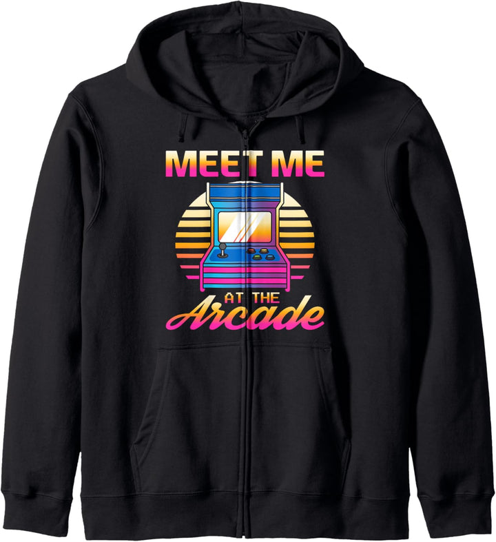 Meet Me At The Arcade Gamer Vaporwave Retro Zocker Spieler Kapuzenjacke