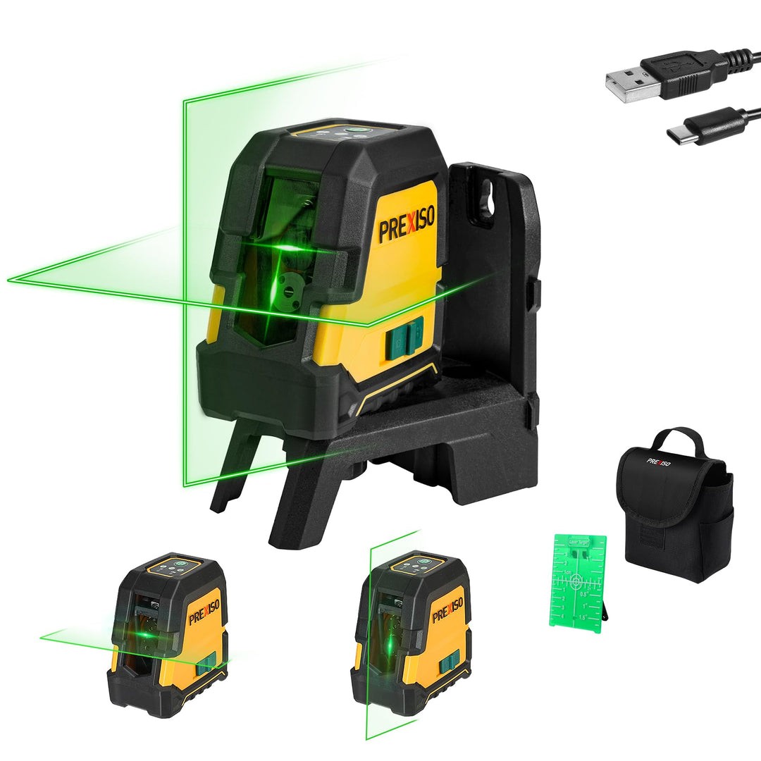 PREXISO Kreuzlinienlaser Grün 30m, Selbstnivellierend Linienlaser mit Dualem Lasermodul, mit Magneth