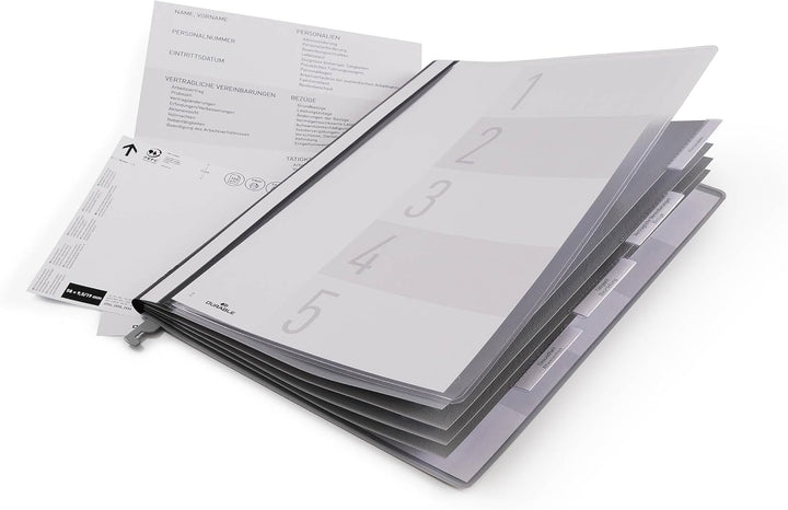 Durable Personalhefter mit Deckblatt und Taben, 5 Unterteilungen, inkl. Hängeschiene, 5 Stück, grau,