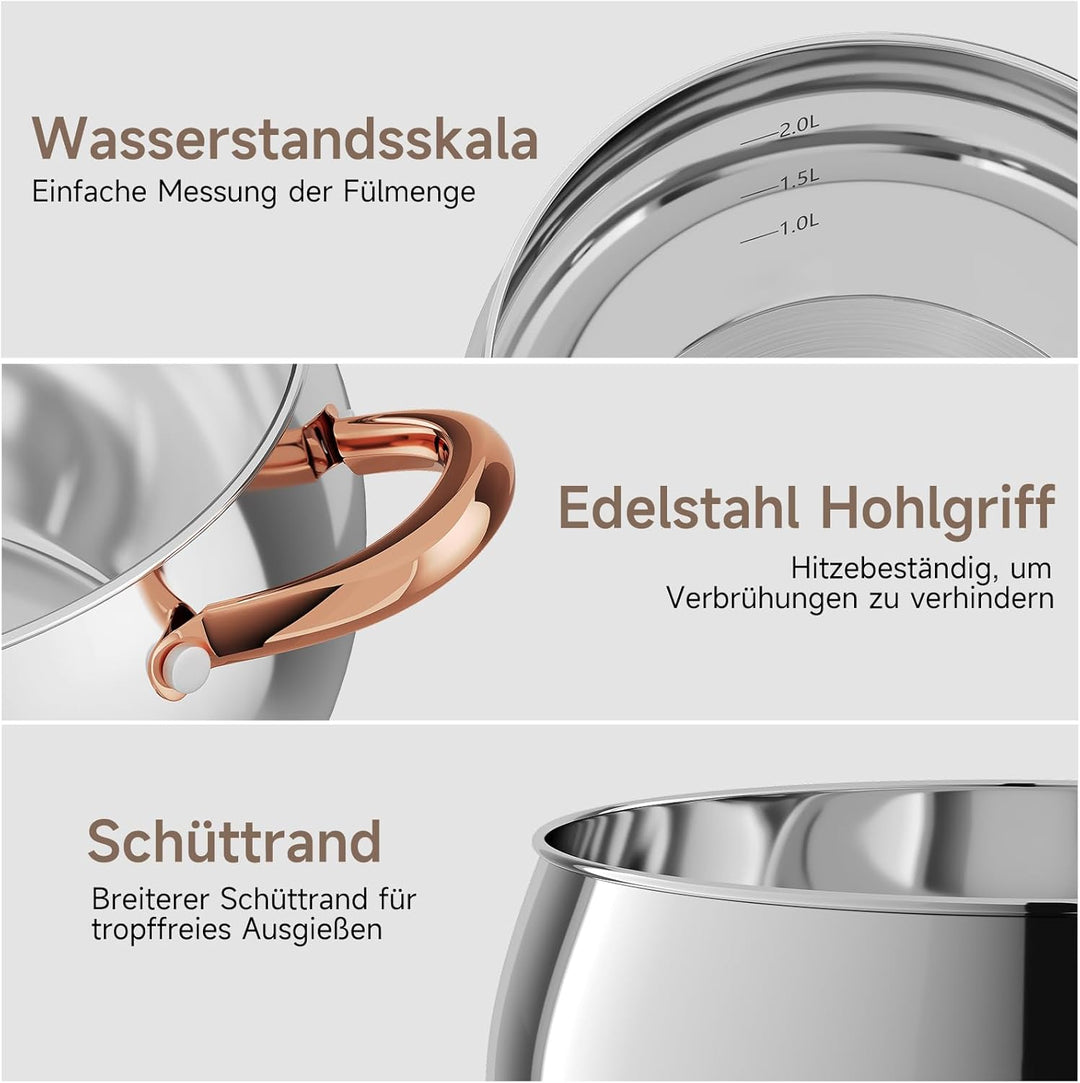 Topfset Scheffler 10tlg Induktions Töpfe Set, Edelstahl-Kochtopfset mit Deckel, Für alle Herdarten g